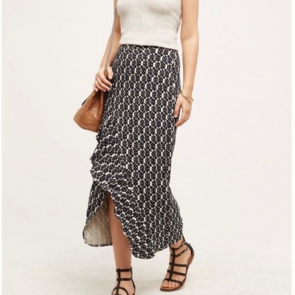 Anthropologie Maeve Makara Ruffle Maxi Skirt, size S.